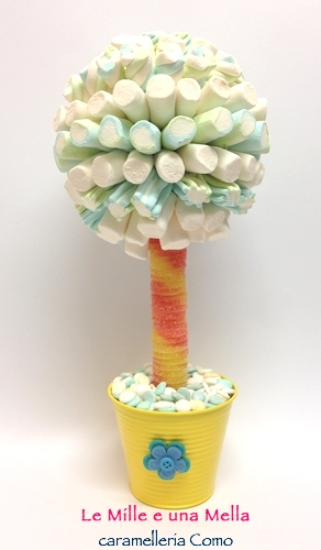 ALBERO DI CARAMELLE PICCOLO CON VASO GIALLO