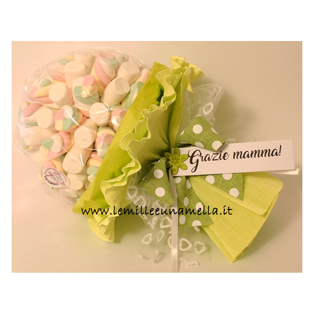 bouquet di marshmallow con messaggio vendita online Le Mille e una Mella