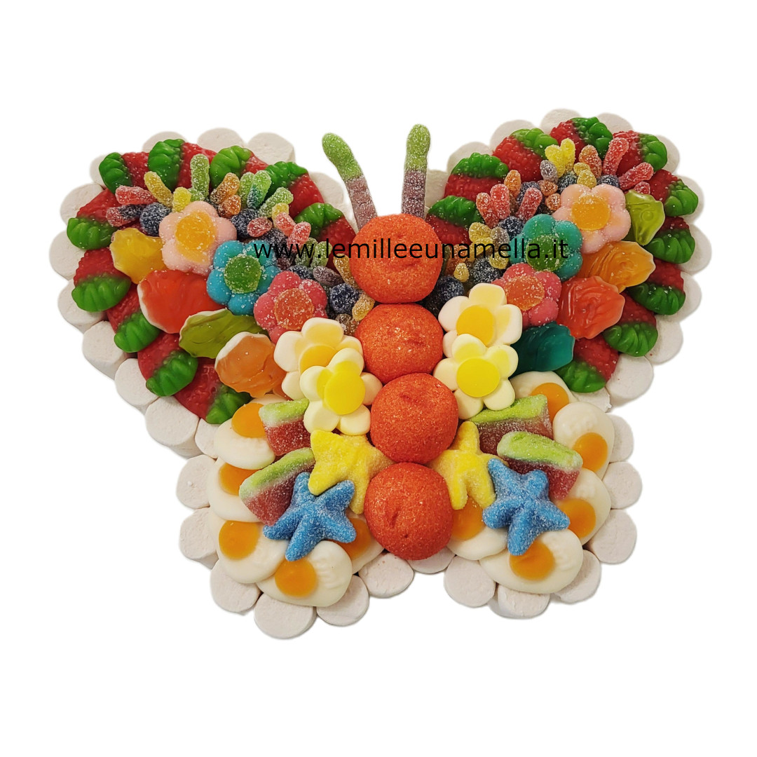 torta di caramelle e marshmallow a forma di farfalla vendita online Le Mille e una Mella