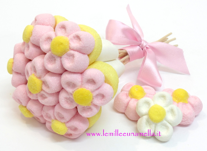 bouquet di marshmallow rosa margherite vendita online