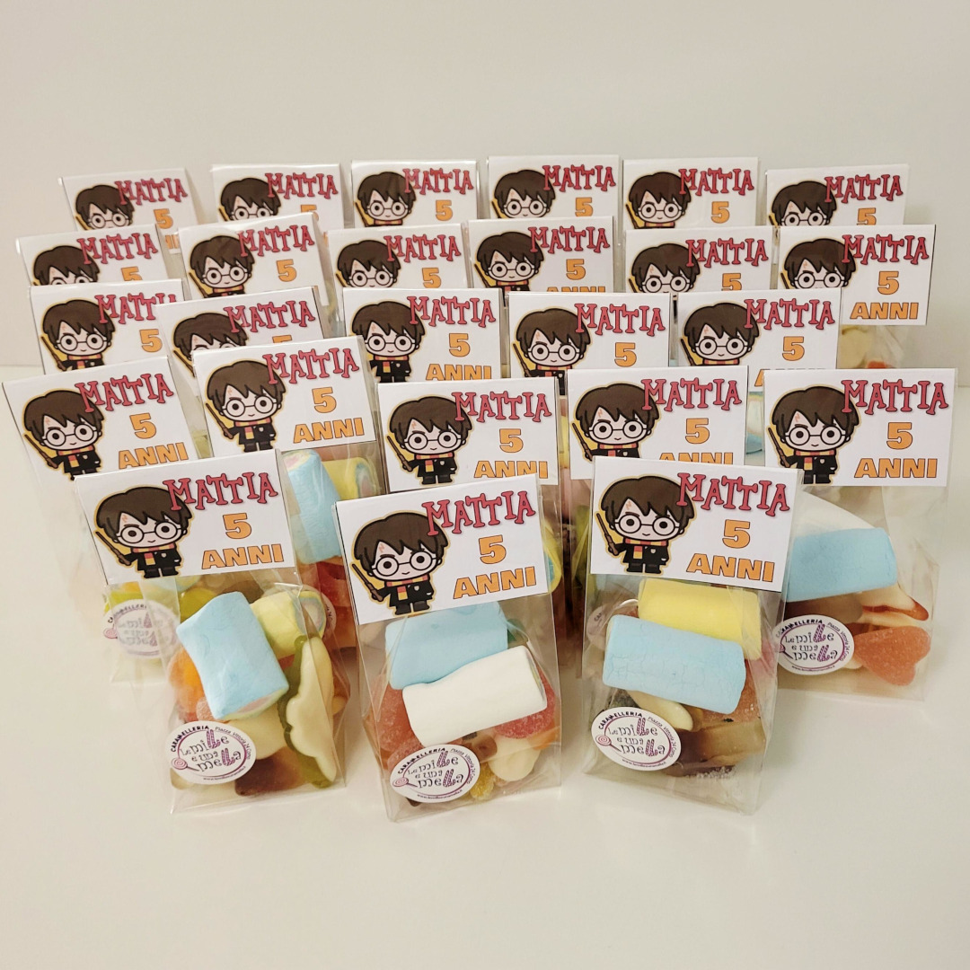 SACCHETTI CARAMELLE MARSHMALLOW COMPLEANNO HARRY POTTER VENDITA ONLINE LE MILLE E UNA MELLA