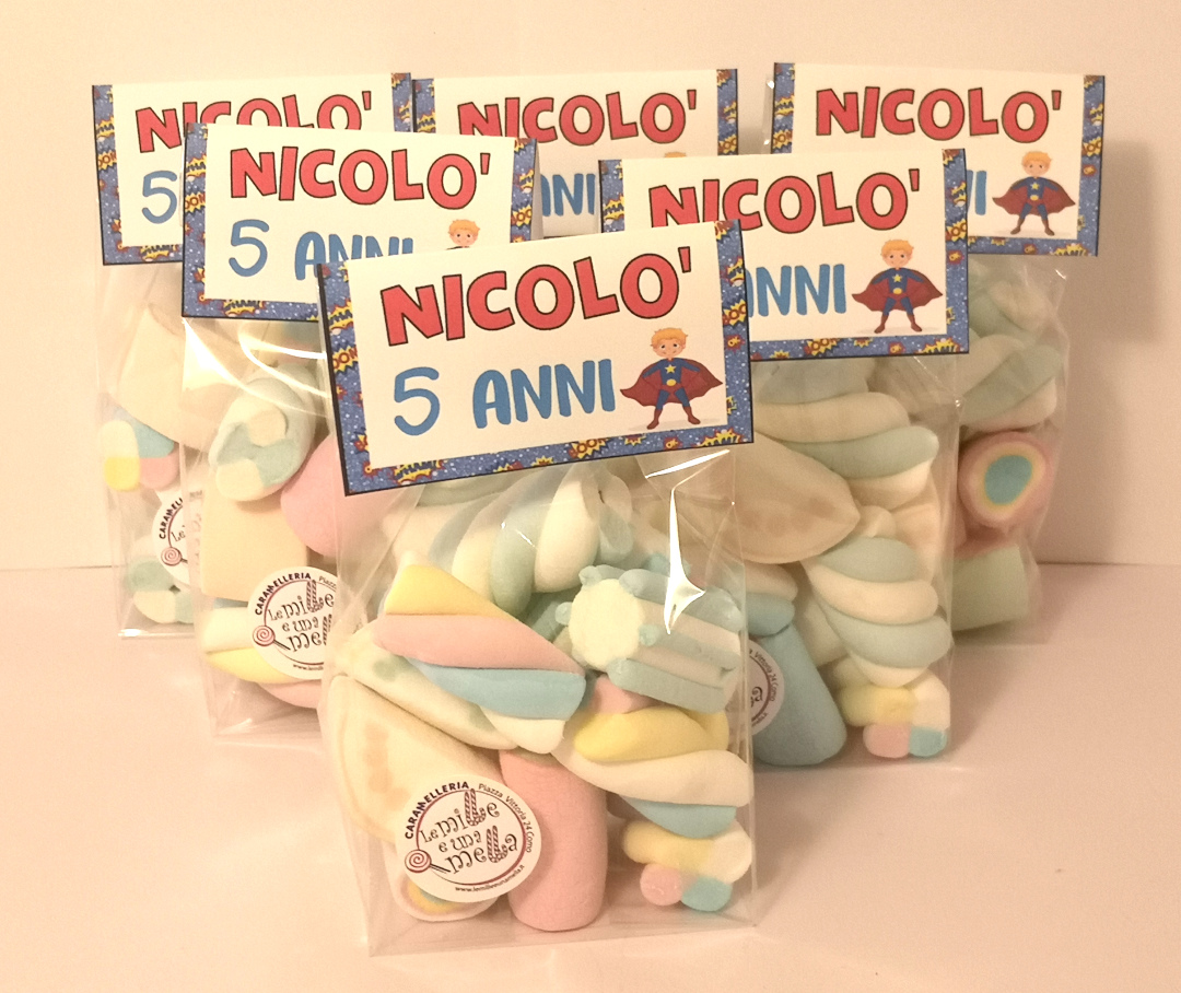 sacchettino marshmallow Superman compleanno vendita online Le Mille e una Mella