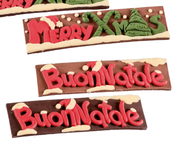 scritta Natale cioccolato Rossinis vendita online Le Mille e una Mella