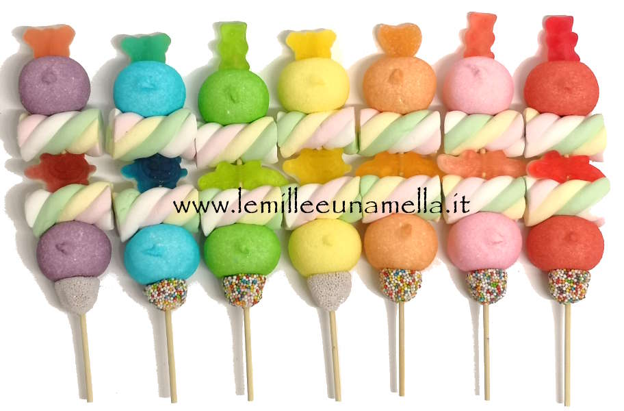 spiedino di caramelle e marshmallow, regali fine festa compleanno bambini, vendita online Le Mille e una Mella