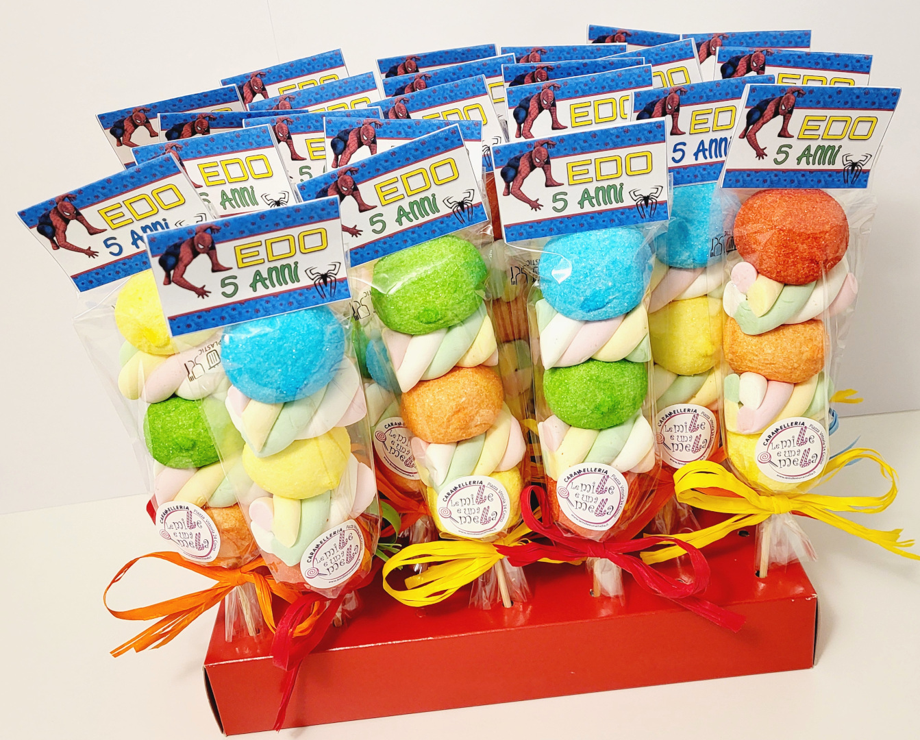 spiedini marshmallow compleanno bambini Spiderman vendita online Le Mille e una Mella