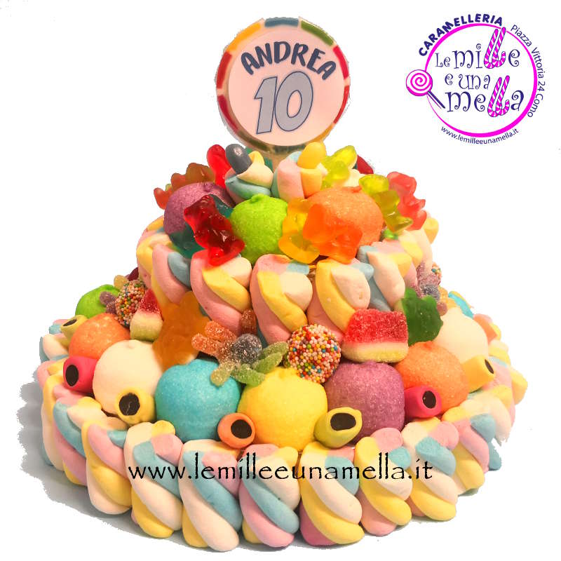 torta di caramelle e marshmallow per compleanno, vendita online Le Mille e una Mella