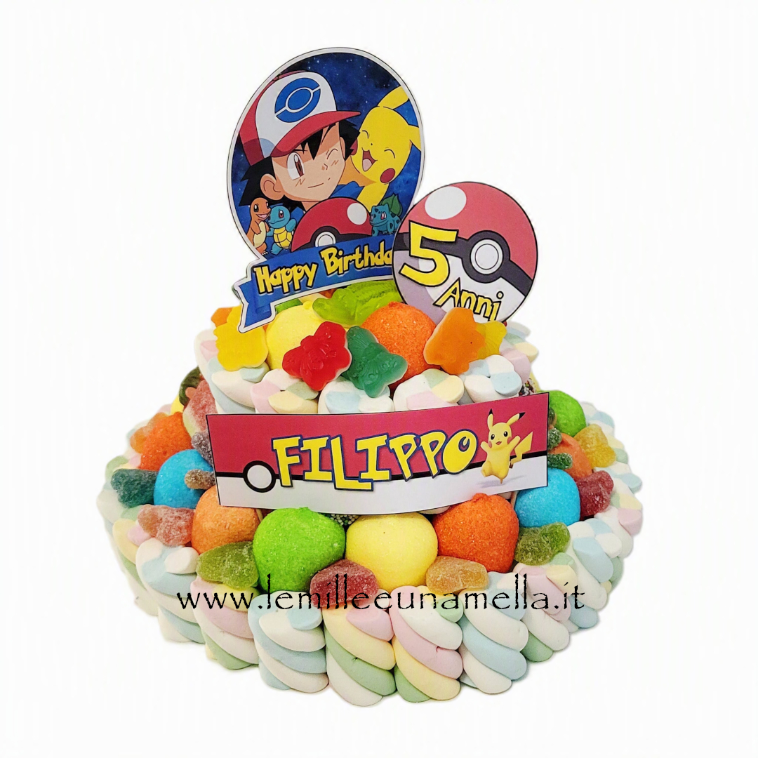 Torta di Caramelle e Marshmallow Pokémon Personalizzata Le Mille e una Mella