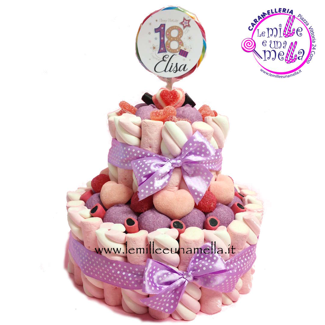 torta di caramelle e marshmallow per compleanno diciottesimo 18 vendita online Le Mille e una Mella