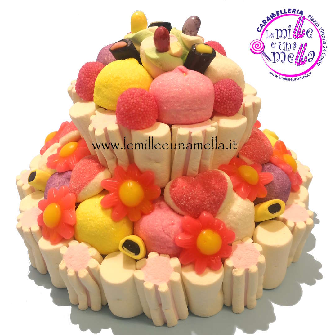 torta di caramelle e marshmallow per compleanno, vendita online Le Mille e una Mella