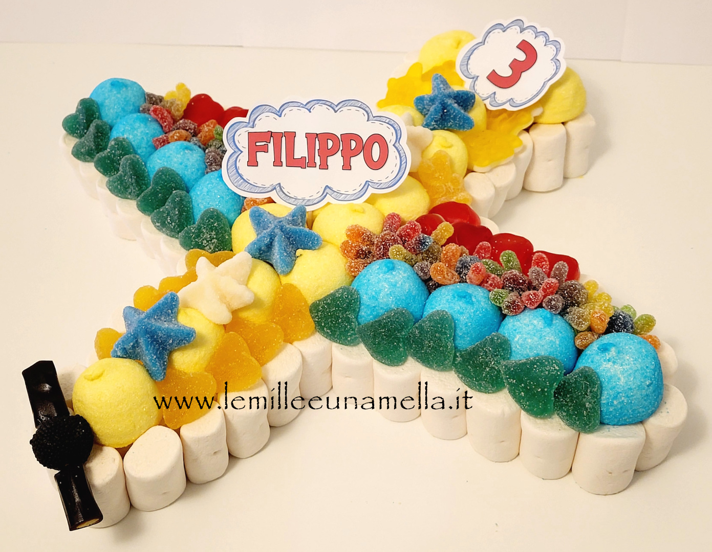 torta caramelle marshmallow aereo compleanno bambini vendita online Le Mille e una Mella