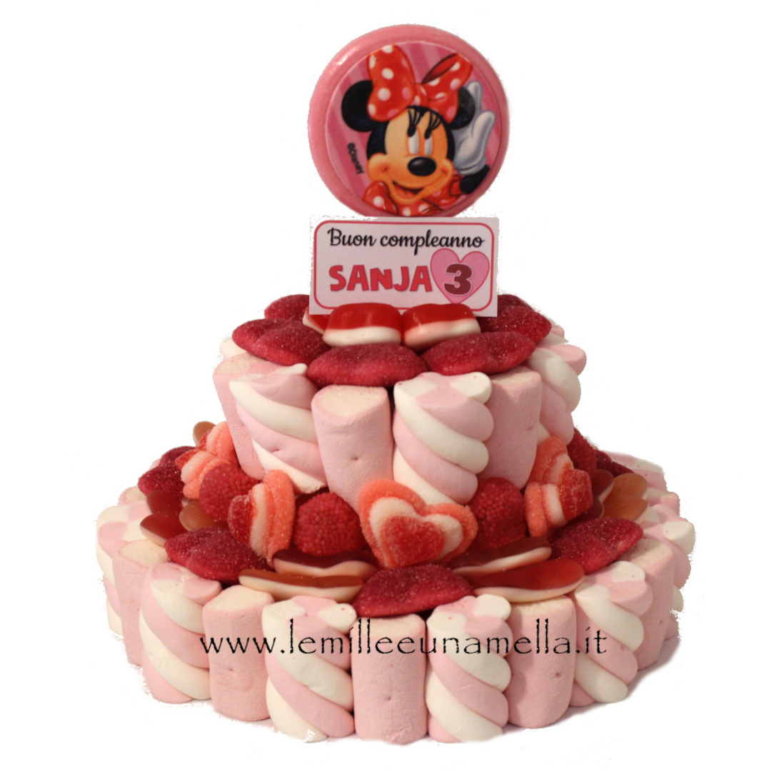 torta di caramelle e marshmallow Minnie Topolino vendita online Le Mille e una Mella