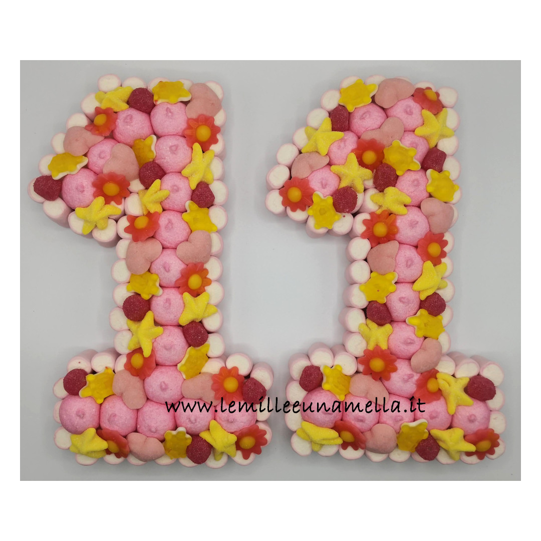 torta di caramelle a forma di numero compleanno bambini vendita online Le Mille e una Mella