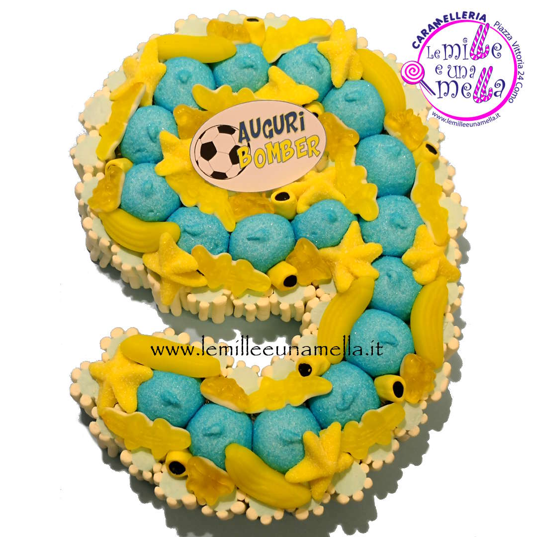 torta di caramelle a forma di numero compleanno bambini vendita online Le Mille e una Mella