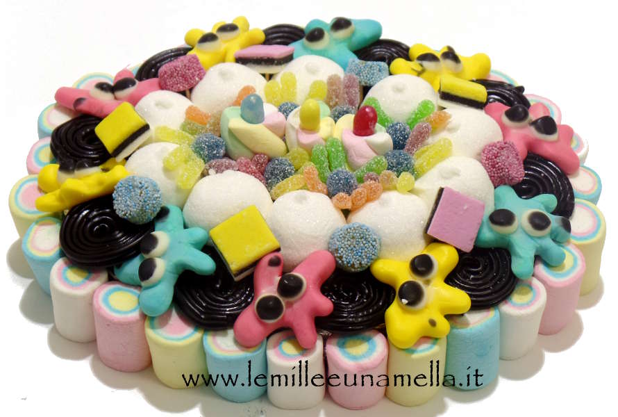 torta di caramelle e marshmallow per compleanno, vendita online Le Mille e una Mella