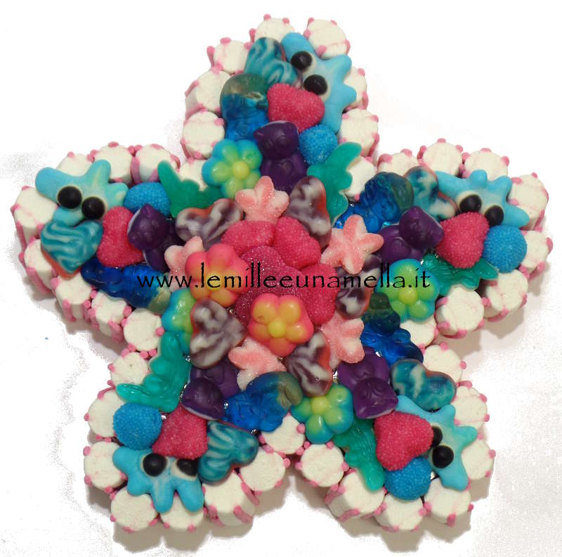 torta di caramelle e marshmallow a forma di stella per compleanno, vendita online Le Mille e una Mella