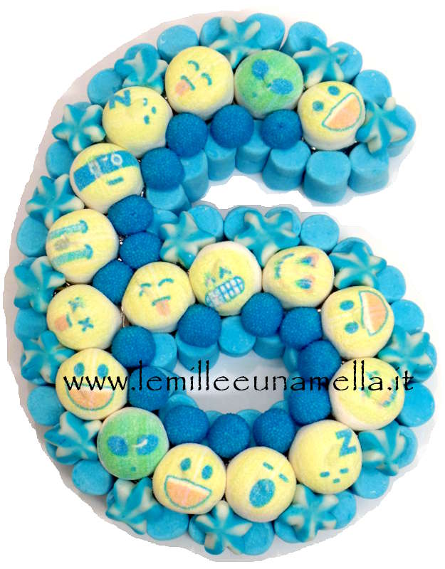 6 - TORTA DI CARAMELLE COMPLEANNO NUMERO 6