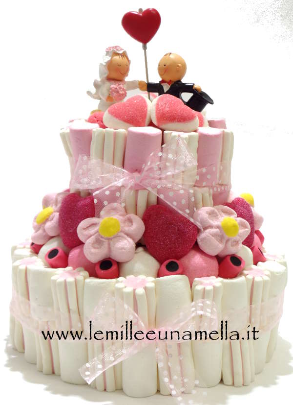 WEDDING CAKE - TORTA NUZIALE A 2 PIANI DOPPI BASE 20CM